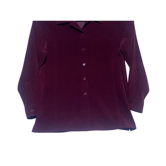 Talbots Button Up Shirt Women's Size Small Purple Polyester Blend Long Sleeve - Picture 6 of 7